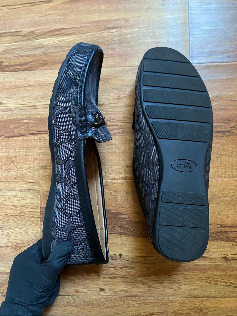 Coach Men's Black Signature Jacquard Driving Loafers